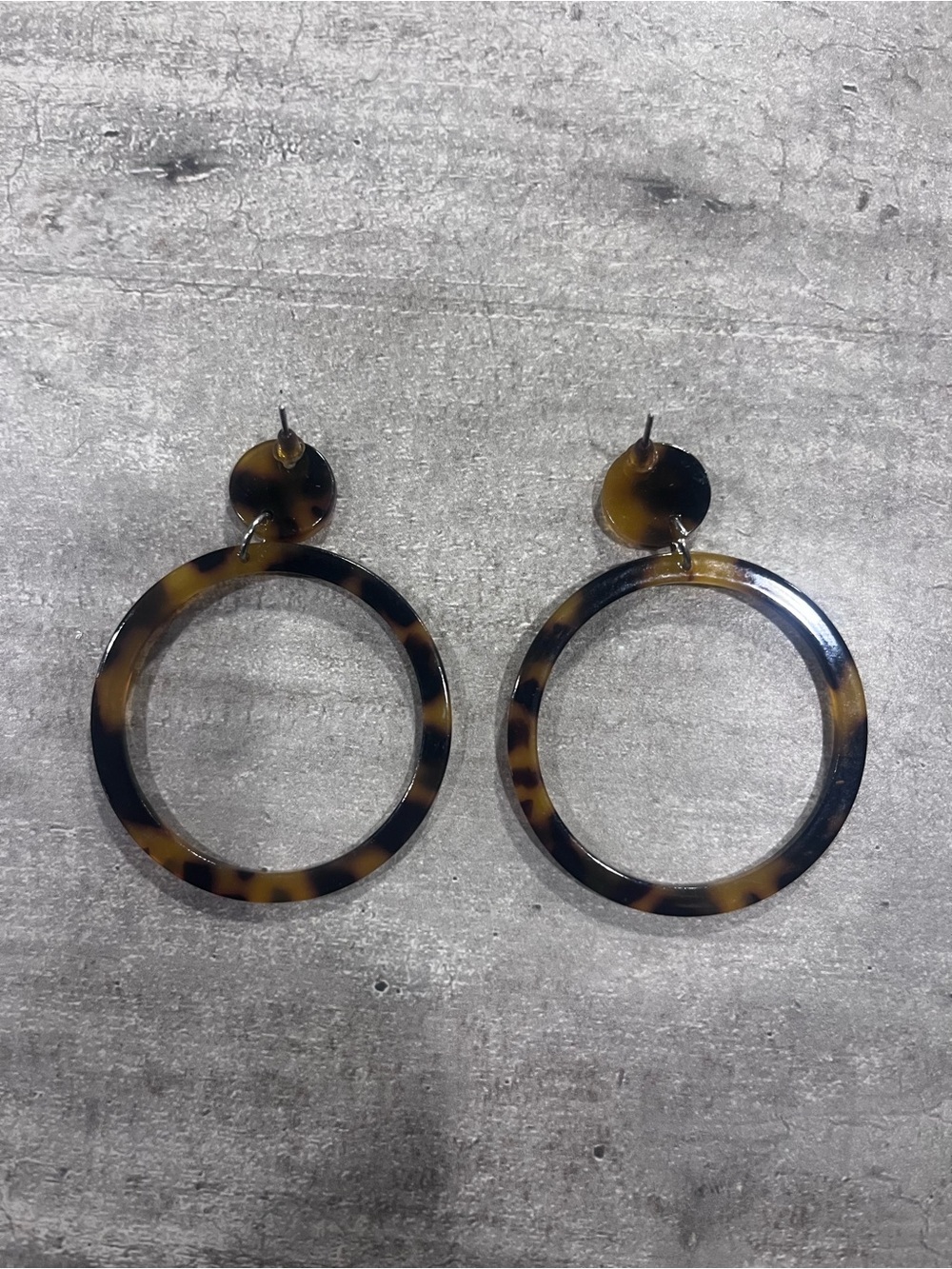 Tortoiseshell Open-Hoop Drop Earrings - Brown Tortoise